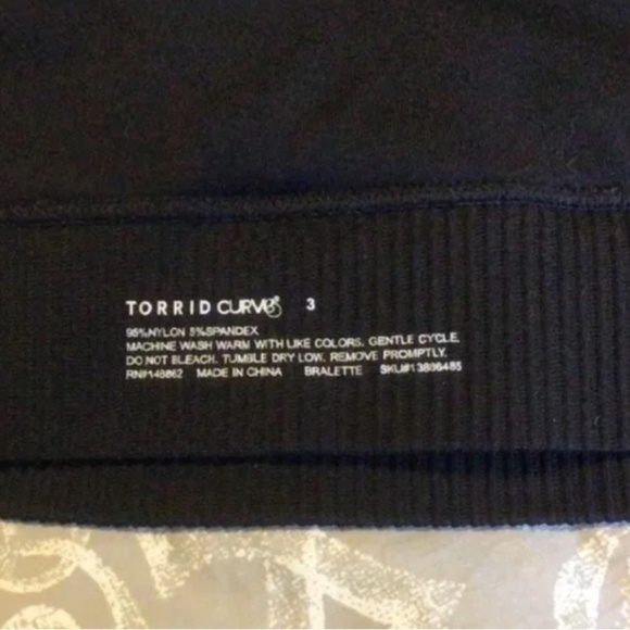 Torrid Curve Rib Scoop Bralette Size 3 Black - Picture 6 of 7